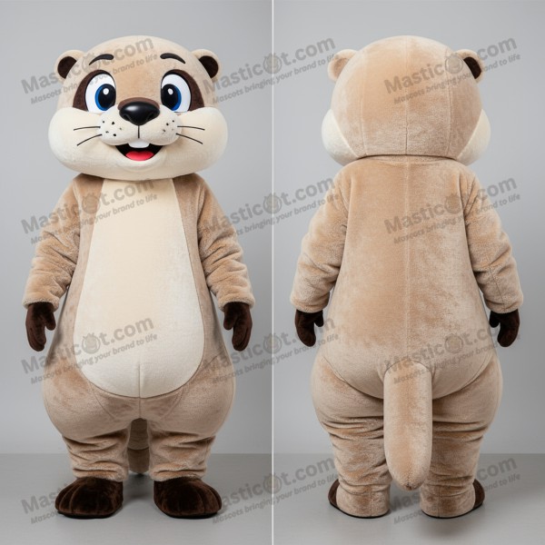 Beige Plush Ball Gown Otter Mascot - Masticot.com