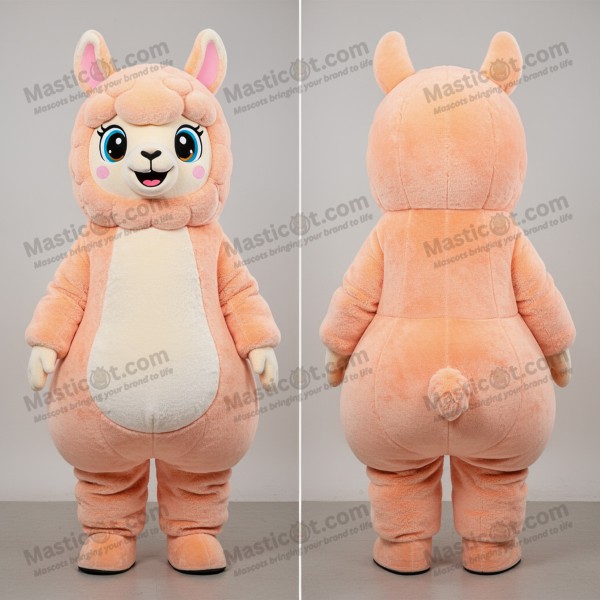 Peach fluffy alpaca mascot - Masticot.com