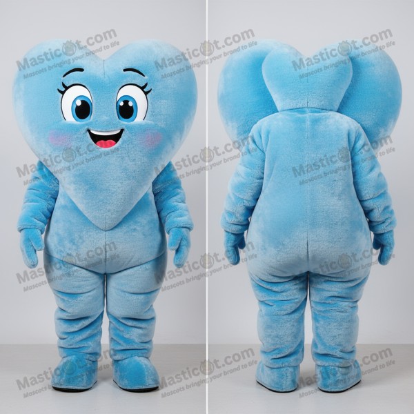 Sky Blue Velvety Heart Mascot - Masticot.com
