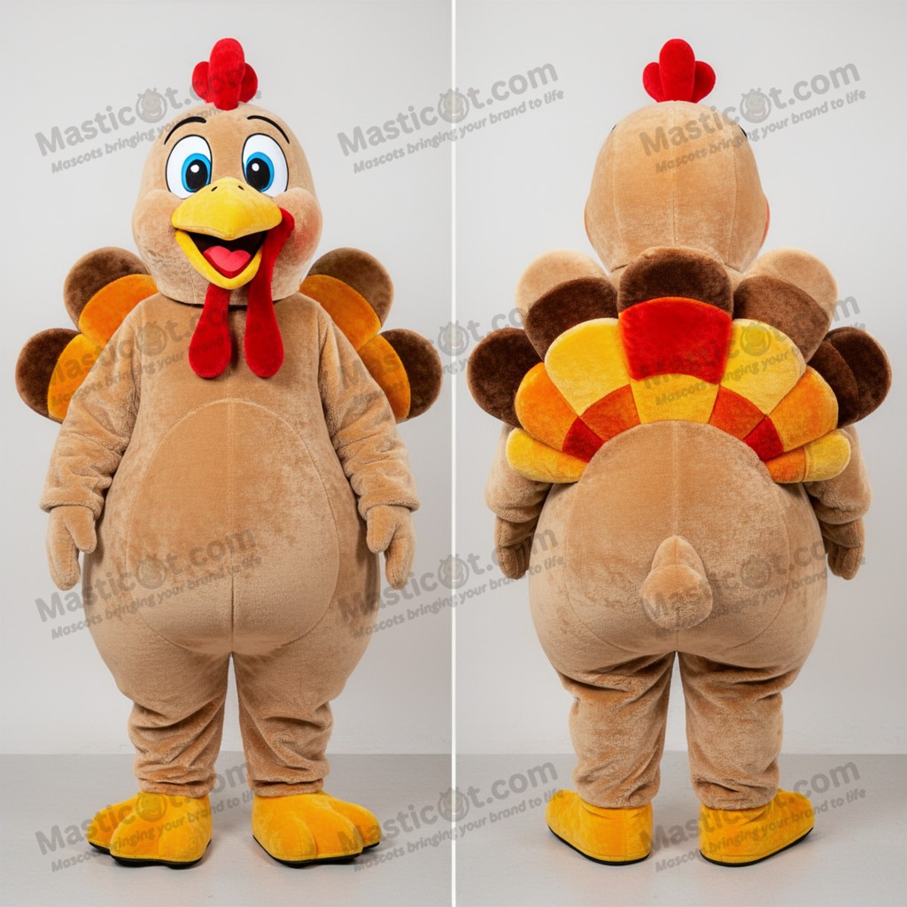 Tan rounded turkey mascot - Masticot.com