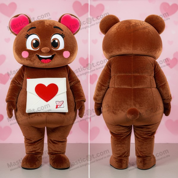 Bruin fluwelen liefdesbrief-mascotte - Masticot.com