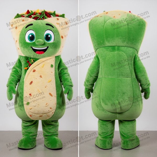 Zelený veselý maskot fajitas - Masticot.com