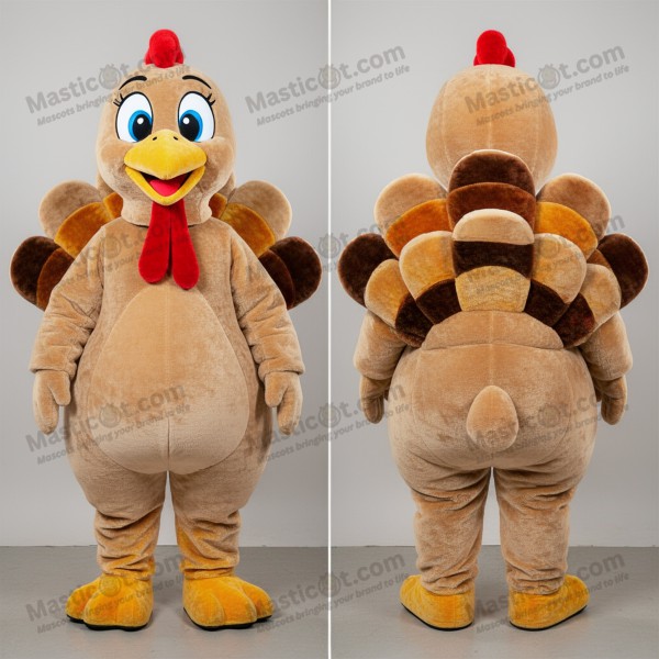 Rust orange wide eyed turkey mascot - Masticot.com
