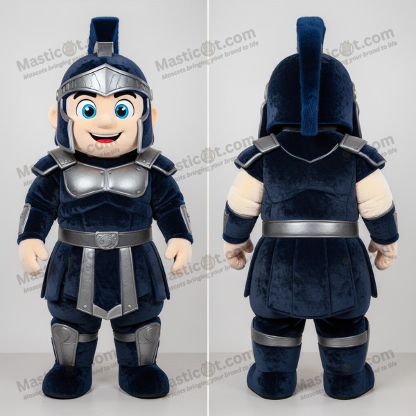 Costum de Mascotă Soldat Spartan Albastru Marin cu Puf -