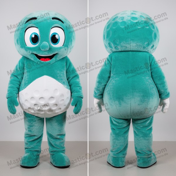 Teal Cartoon Golf Ball Mascot - Masticot.com