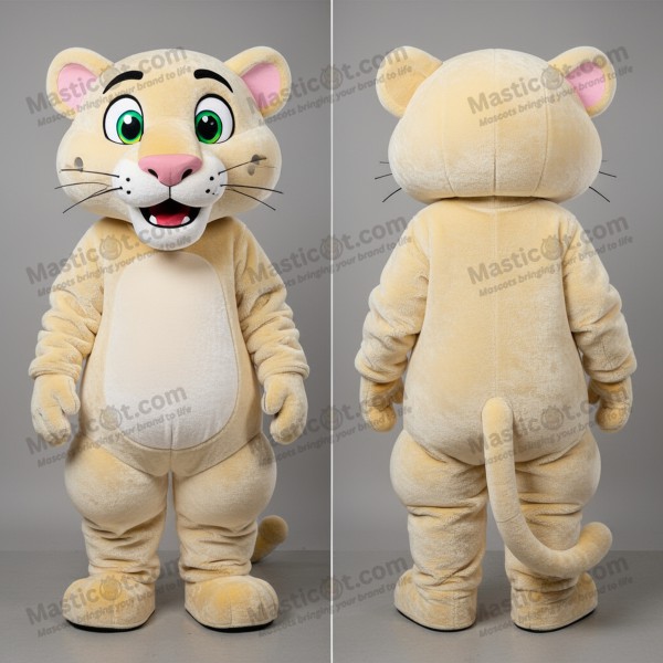 Cream velvety panther mascot - Masticot.com
