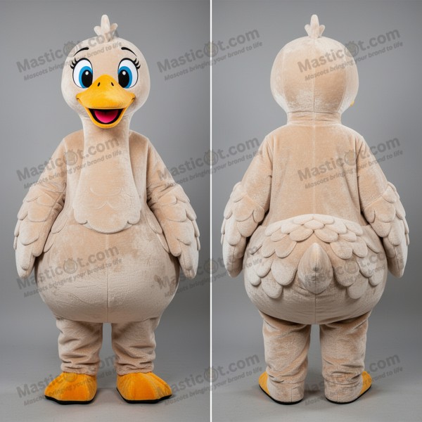 Myk beige elegant svane-maskot - Masticot.com