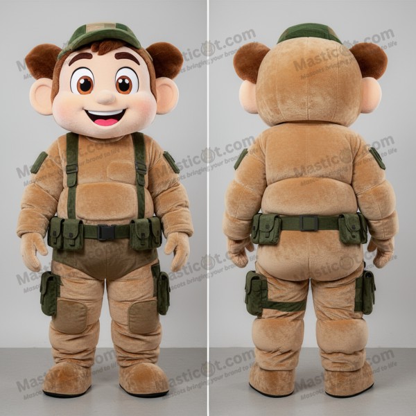 Tan Padded Cartoon Commando Mascot - Masticot.com