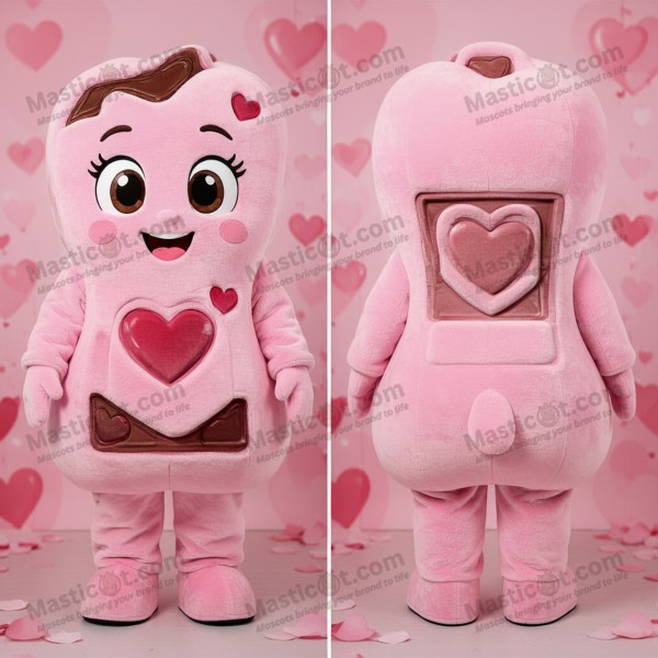 Pink chocolate broad shouldered chocolates mascot -
