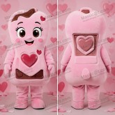 Pink chocolate broad shouldered chocolates mascot -