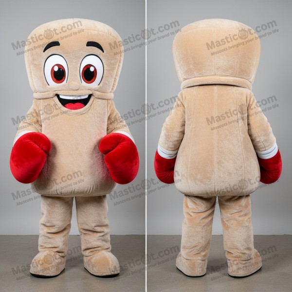 Beige plush boxing glove mascot - Masticot.com
