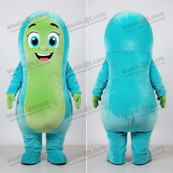 Mascota de Frijol Verde Cyan Cartoon - Masticot.com