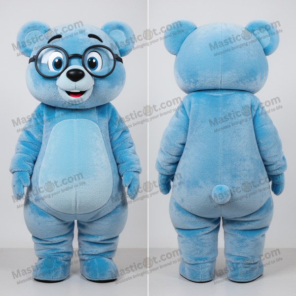 Sky Blue Cartoon Spectacled Bear Mascot - Masticot.com