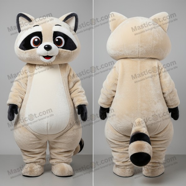Cream Velvety Raccoon Mascot - Masticot.com