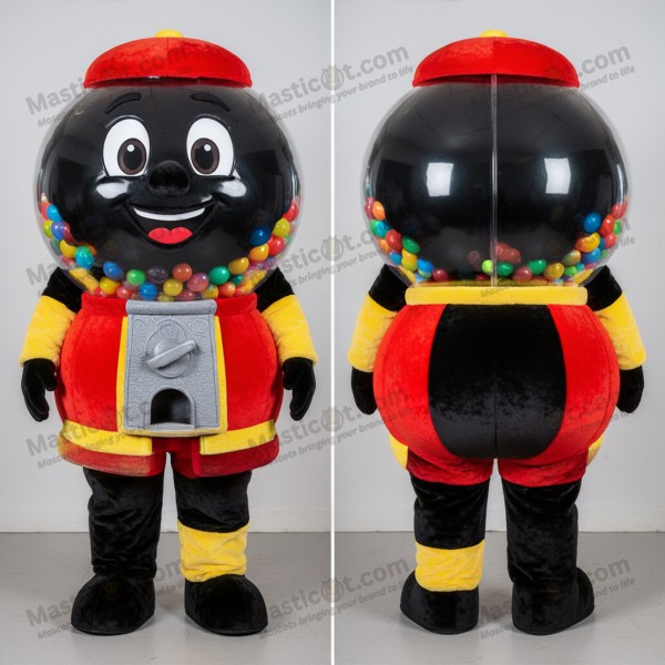 Shiny black gumball machine mascot - Masticot.com