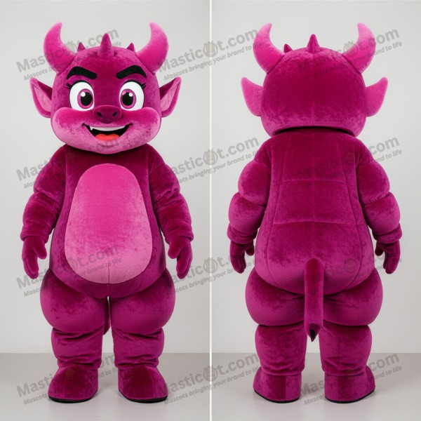 Magenta velvety demon mascot - Masticot.com