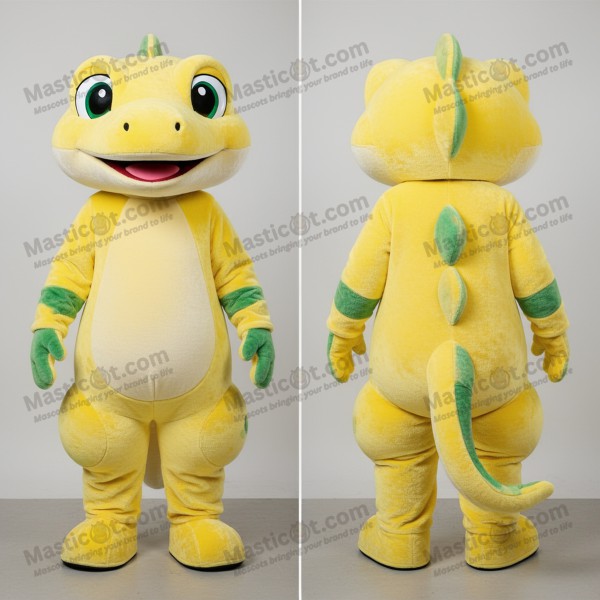 Lemon yellow playful geckos mascot - Masticot.com