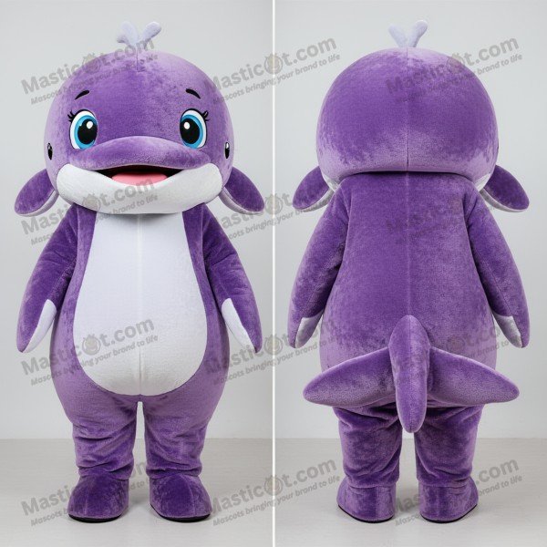 Sametově fialový jemný velrybí maskot - Masticot.com