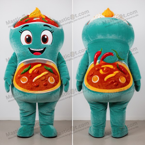 Mascota vibrante de tikka masala color turquesa -