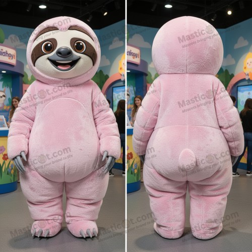 Pink Fuzzy Sloth Mascot - Masticot.com