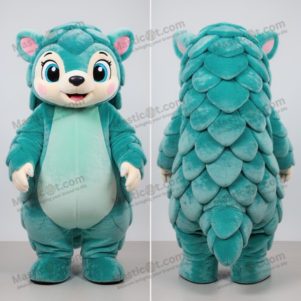 Teal rounded pangolin mascot - Masticot.com