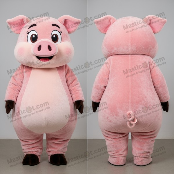 Velvety pink cheerful sow mascot - Masticot.com