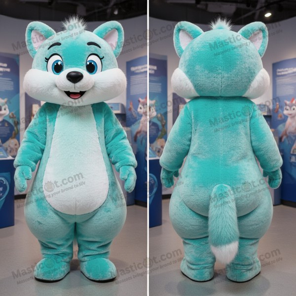 Turquoise playful ermine mascot - Masticot.com