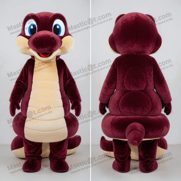 Maroon plush rounded snake mascot - Masticot.com