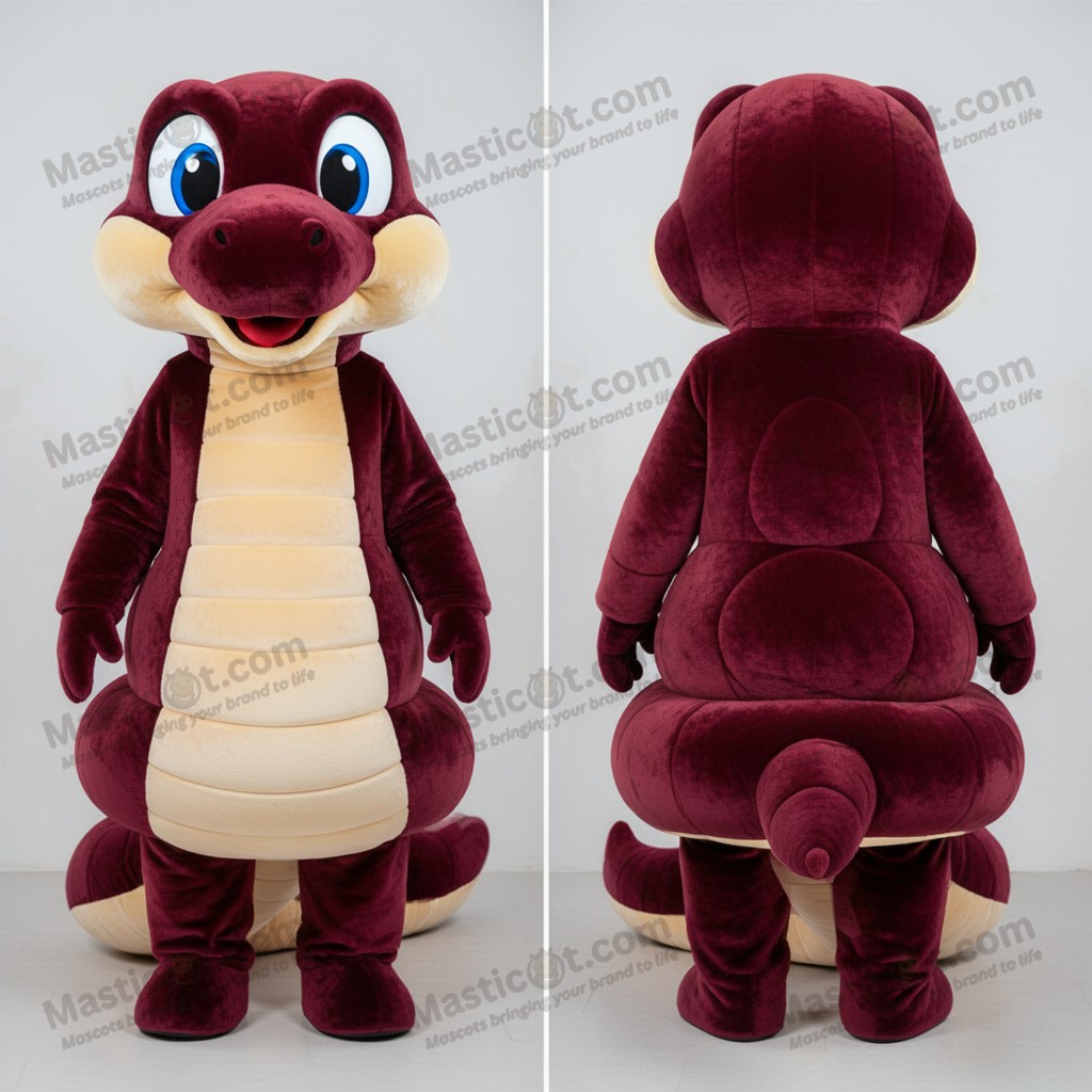 Maroon plush rounded snake mascot - Masticot.com