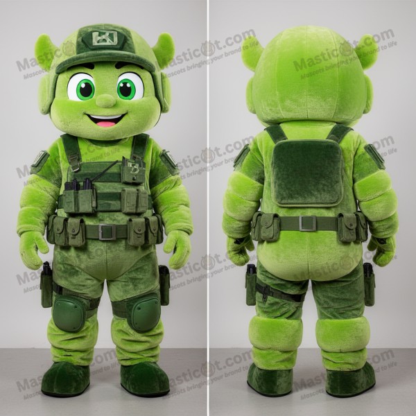 Lime green brave commando mascot - Masticot.com