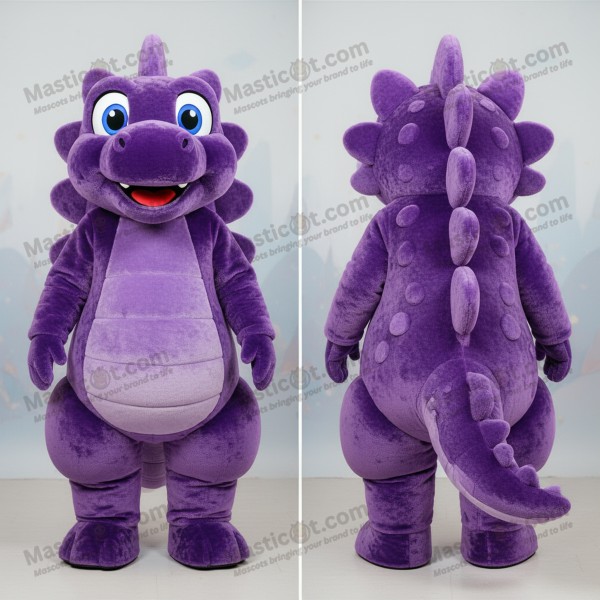 Purple friendly stegosaurus mascot - Masticot.com