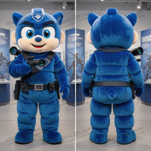 Azure Blauwe Heldhaftige Sluipschutter Mascotte - Sluipschutter - MASTICOT_6993 - Masticot.com