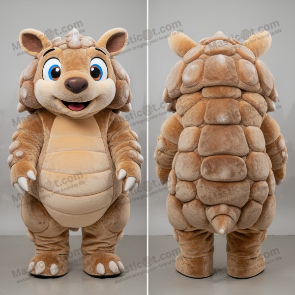 Tan velvety glyptodon mascot - Masticot.com