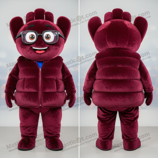 Maroon Rounded Handball Ball Mascot - Masticot.com