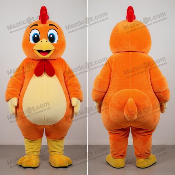 Rostorange flauschige Hühner-Maskottchen - Masticot.com