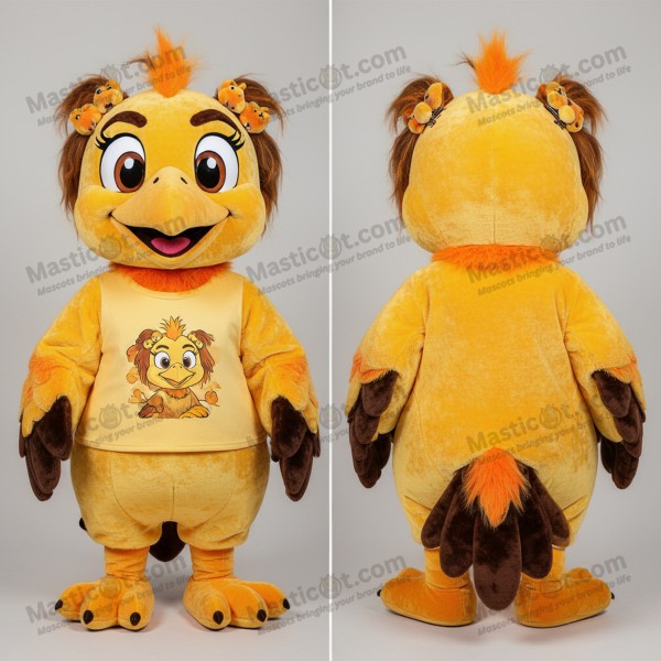 Golden fluffy crow mascot - Masticot.com
