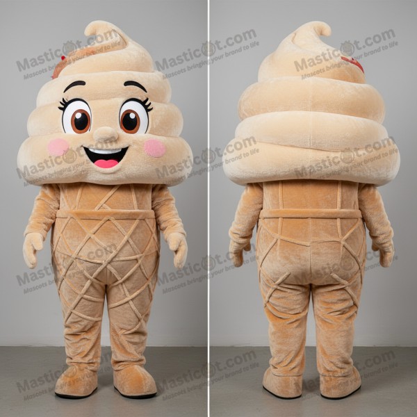Mascota de cono de helado aterciopelado beige - Masticot.com