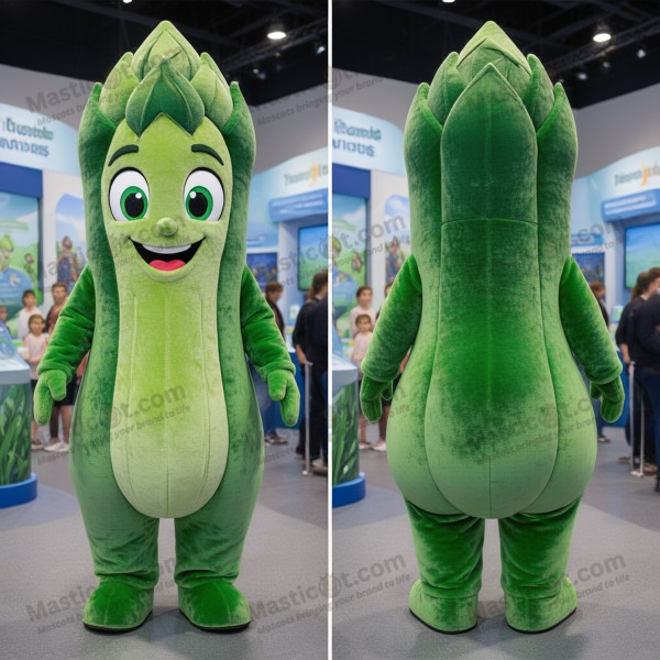 Emerald green playful asparagus mascot - Masticot.com