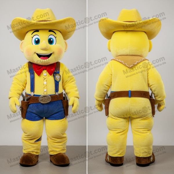 Lemon yellow smiling cowboy mascot - Masticot.com