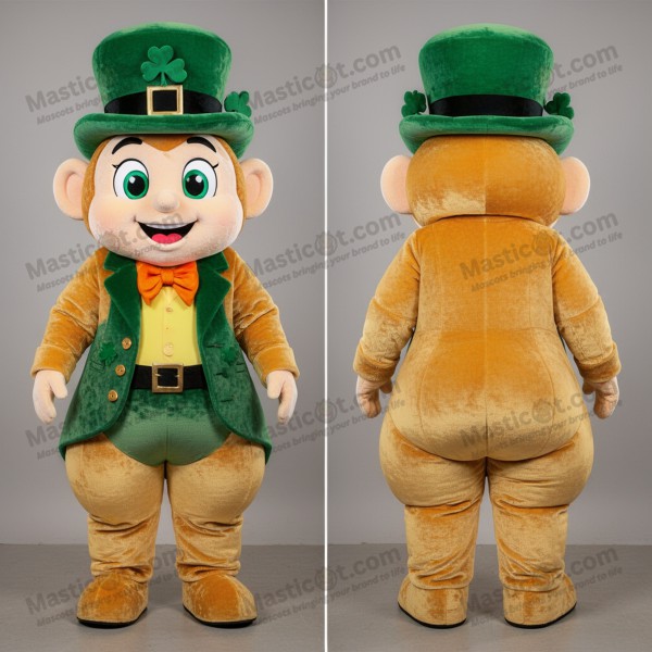 Smaragdgrønn Fløyelsaktig Leprechaun Hattemaskot -