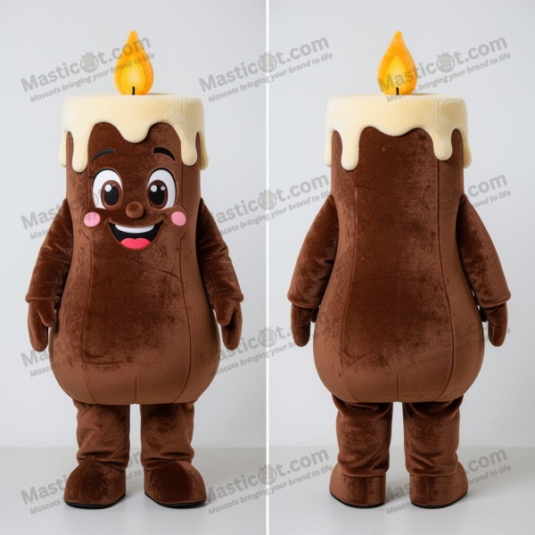 Velvety brown scented candle mascot - Masticot.com