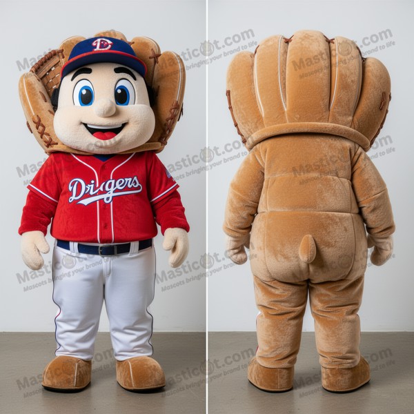 Lys brun avrundet baseballhanske-maskot - Masticot.com