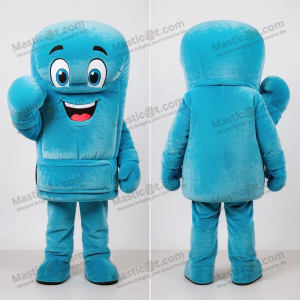 Cyan velvety boxing glove mascot - Masticot.com
