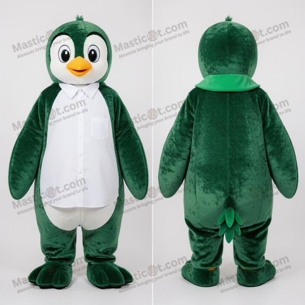 Pingüino de peluche divertido y verde: mascota de marca -