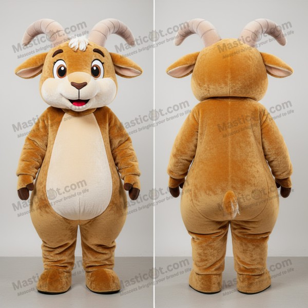 Golden brown fluffy goat mascot - Masticot.com