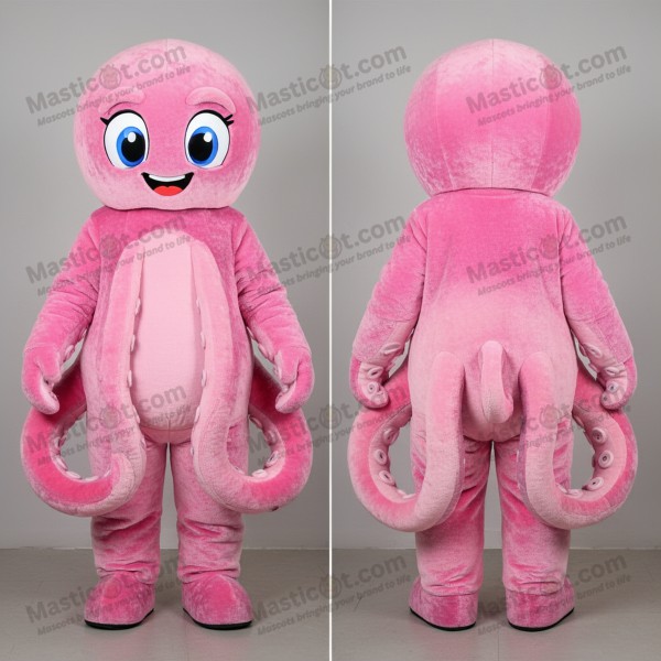 Pink velvety kraken mascot - Masticot.com