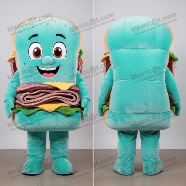 Turquoise Velvety Pulled Pork Sandwich Mascot - Masticot.com