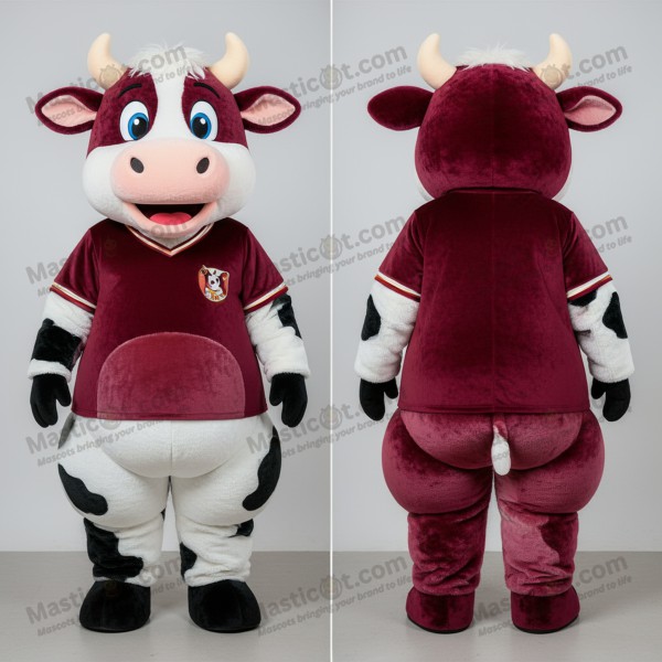 Mascota de vaca Jersey aterciopelada en color granate -
