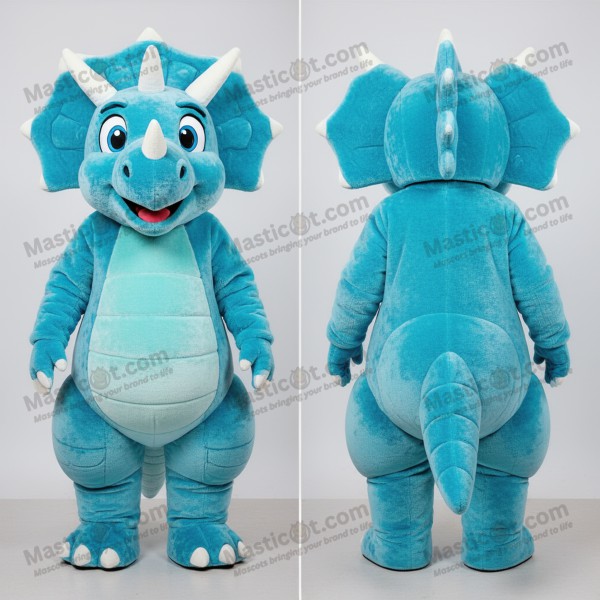 Mascotă triceratops din pluș cyan - Masticot.com