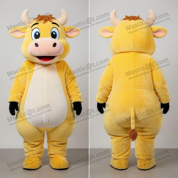 Gullgul plussj cow-maskot - Masticot.com